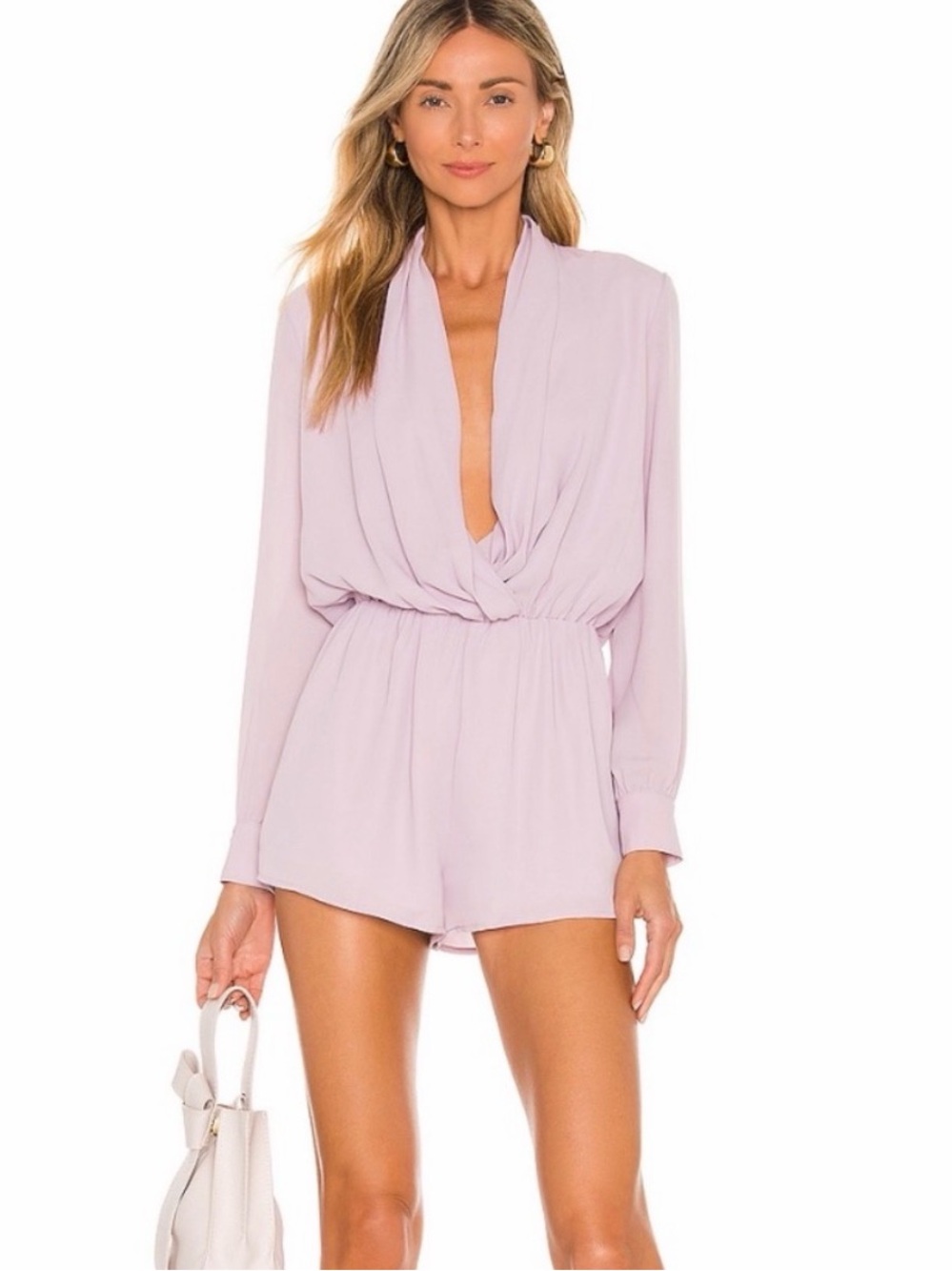 Superdown Kaycie Drape Neck Romper in Lilac NWT Size Small